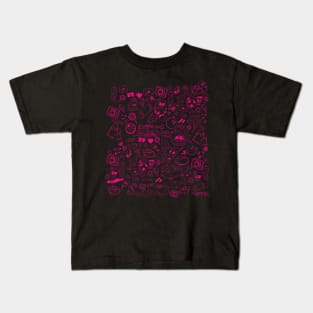 BRIGHT PINK CARTOON PATTERN Kids T-Shirt